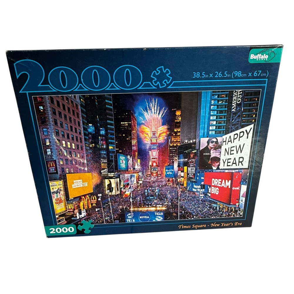 Vintage Buffalo Games 2000 Piece Jigsaw Puzzle Times Square New Years‎ Eve NYC